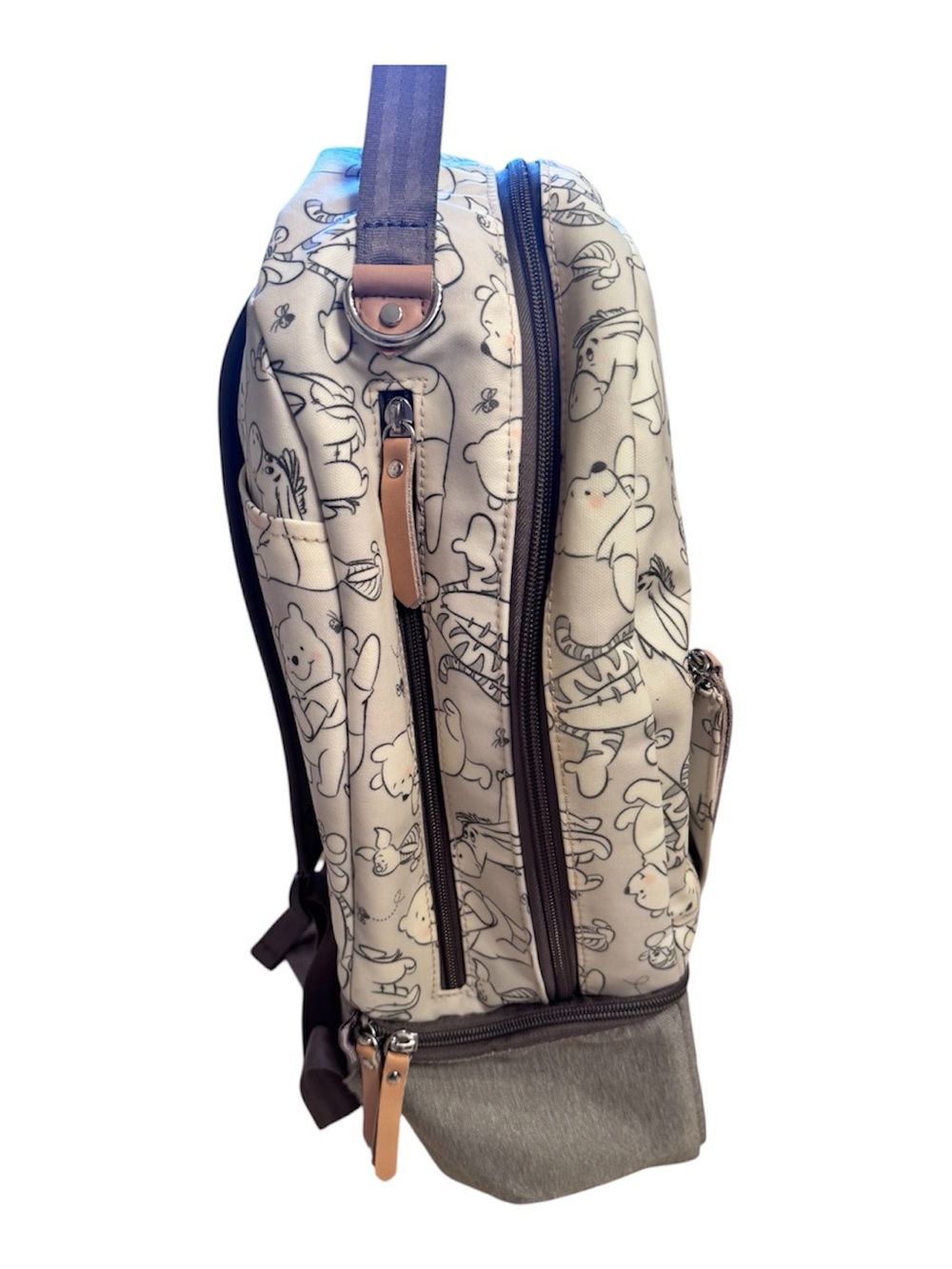 Petunia Pickle Bottom Disney gray Winnie The Pooh Zip back pack Diaper Bag - Picture 9 of 11